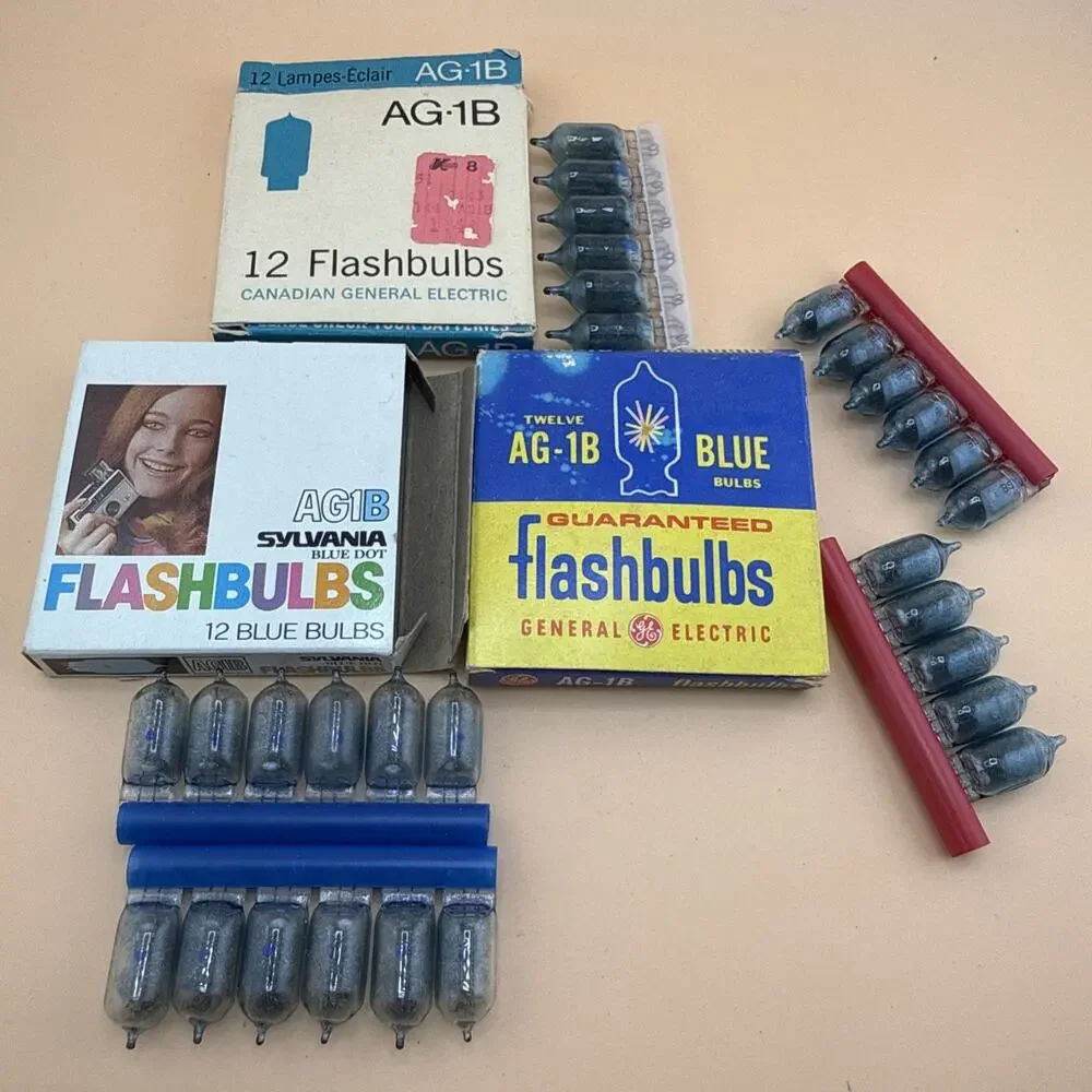 3 Boxes- Sylvania AG1B Blue Dot 12 Flashbulbs GE AG-1B Canadian General